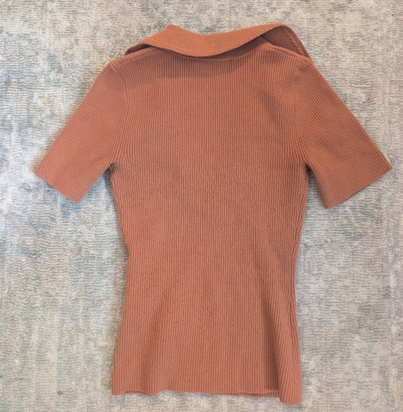 Sezane Eloy Short Sleeve Jumper In Camel - Picture 11 of 13